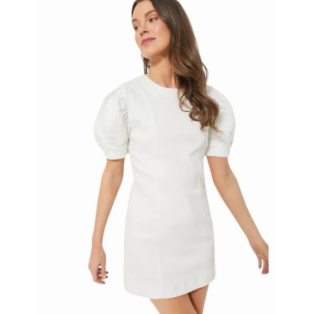 Hyacinth House Tuckernuck White Denim Juniper Puff Sleeve Mini Dress Sz XXL NWT